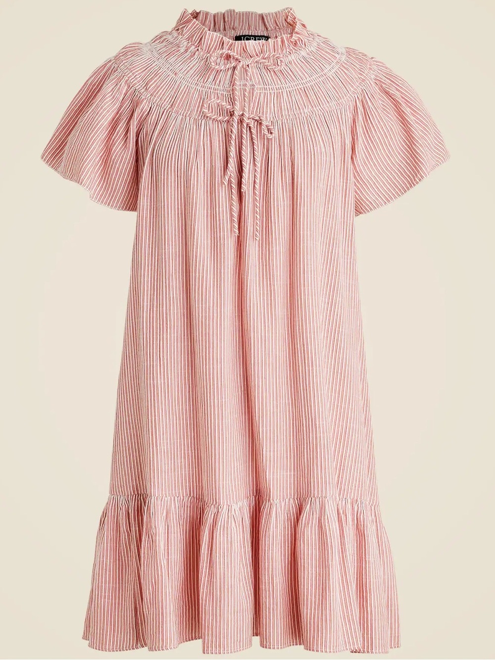 J. Crew Red White Stripe Airy Gauze Babydoll Dress Medium